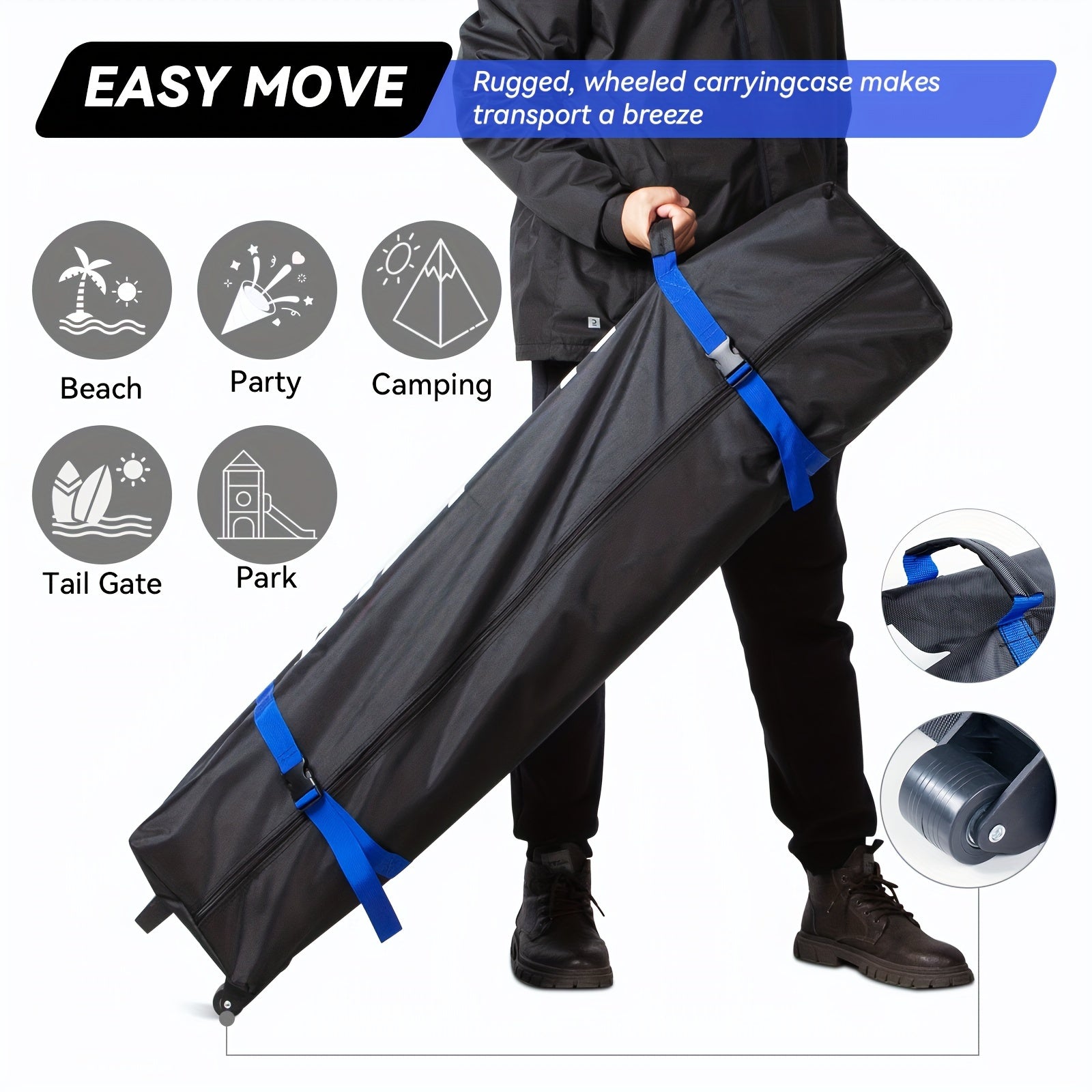 Adjustable 10 x 10 Pop Up Canopy Tent - Freestanding Sun Shelter with Sand Weight Bag - ZOOMNSTORE