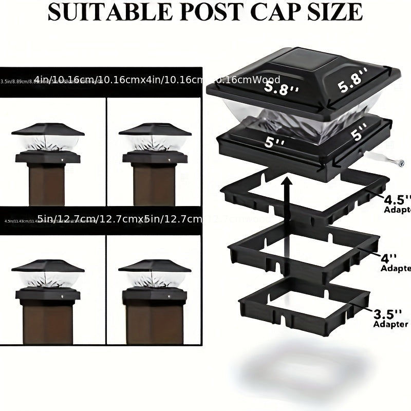 Solar Post Cap Lights - Bright Outdoor Solar Deck  Fence Lights BlackWhite - 2 Modes Multiple Pack Options - ZOOMNSTORE