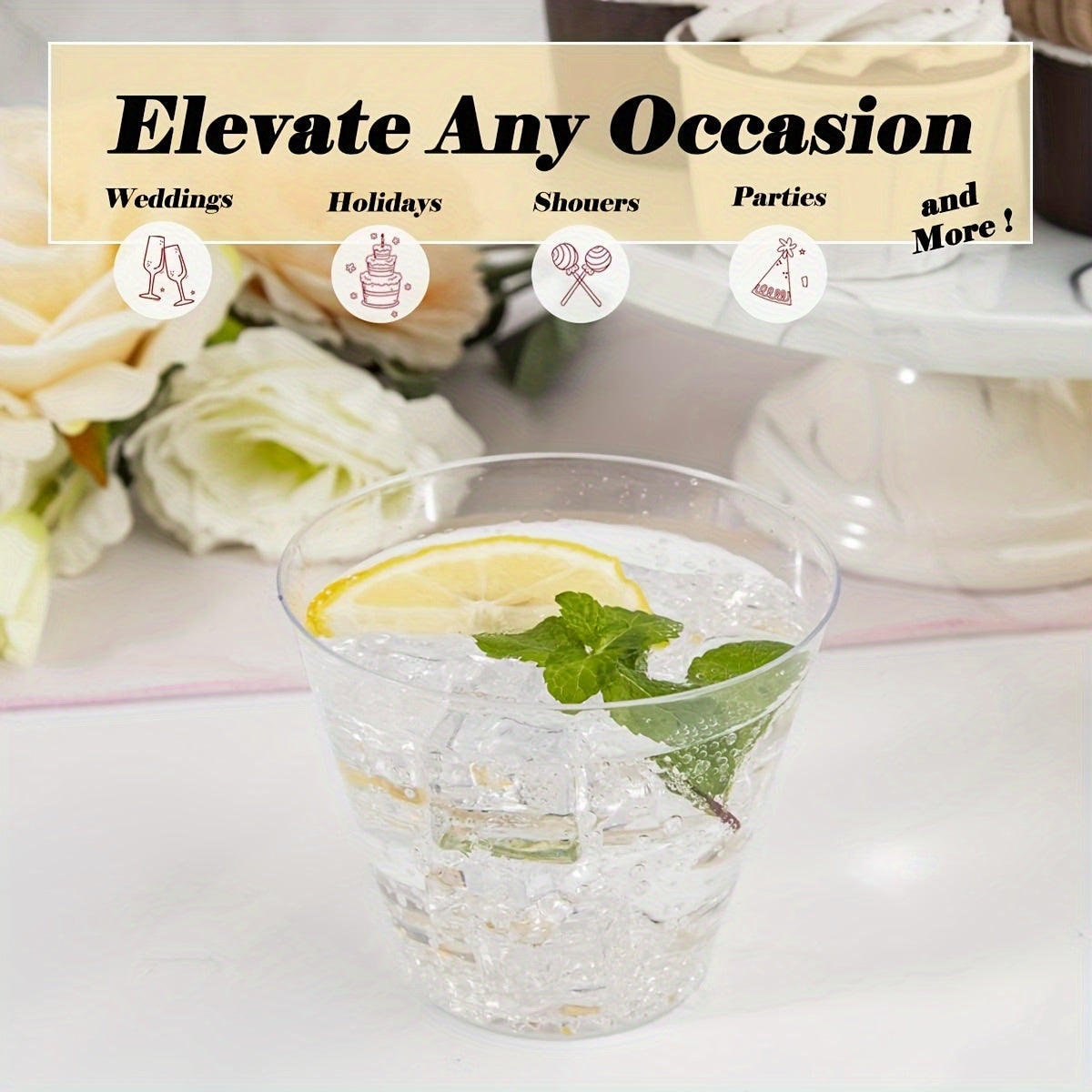 Clear Plastic Cups - 200 Count 9 Oz Heavy-Duty Disposable Cups for Parties  Events - ZOOMNSTORE