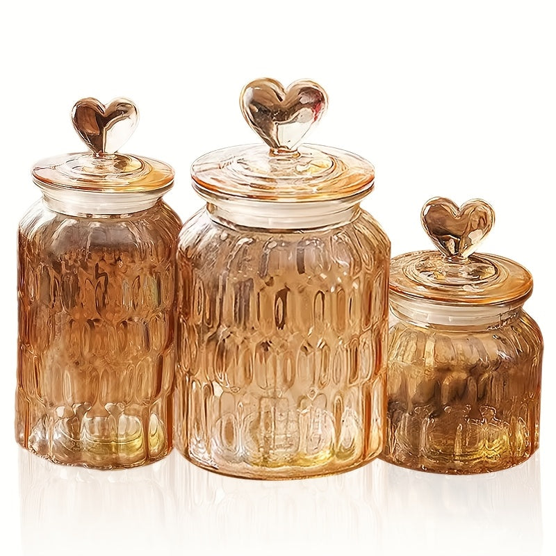 Airtight Glass Food Storage Jars - 3pcs Clear Kitchen Containers for Sugar Flour Coffee Spices - ZOOMNSTORE