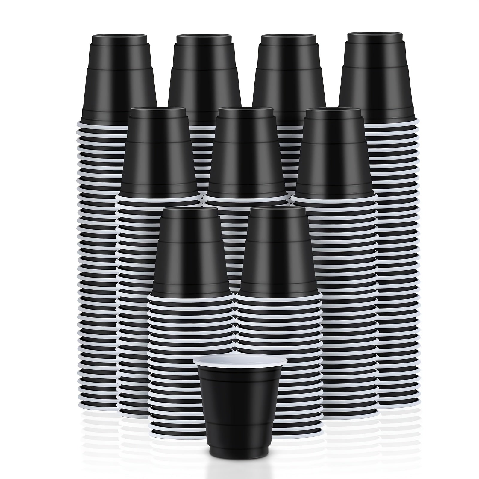 150pcs Black Plastic Shot Glasses - Disposable Mini Cups for Whiskey Vodka Parties Christmas Weddings Birthdays - ZOOMNSTORE
