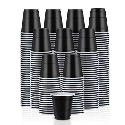 150pcs Black Plastic Shot Glasses - Disposable Mini Cups for Whiskey Vodka Parties Christmas Weddings Birthdays - ZOOMNSTORE