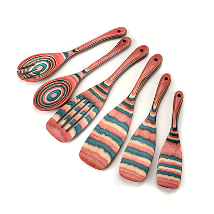 Pakkawood Cooking Utensils Set - 6Pcs7Pcs Non-Stick Wooden Spoons for Home  Kitchen Gifts - ZOOMNSTORE