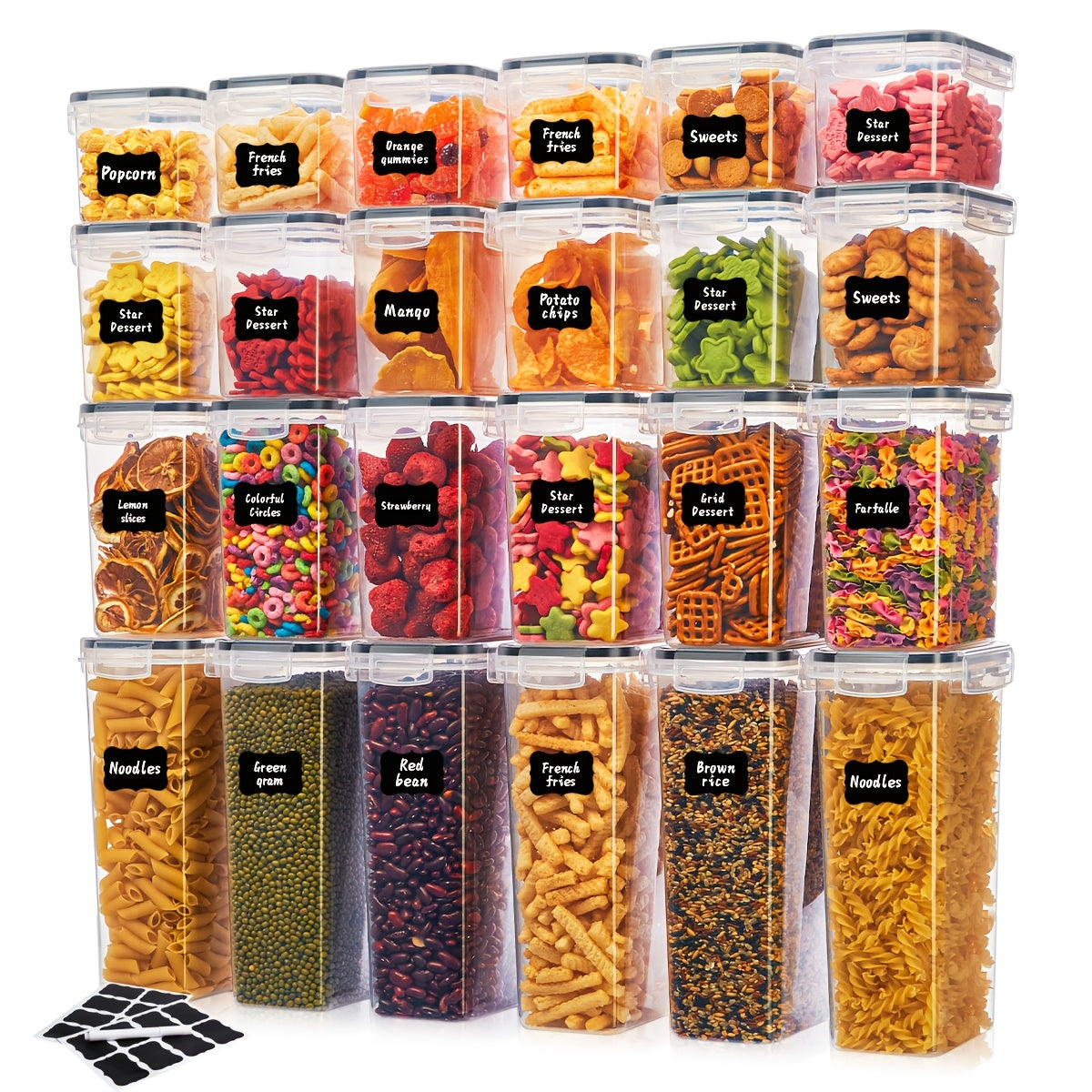 Sealed Food Storage Containers Set - Ideal for Organizing Grains Rice Pasta and More Dishwasher Safe with Labels and Markers - ZOOMNSTORE