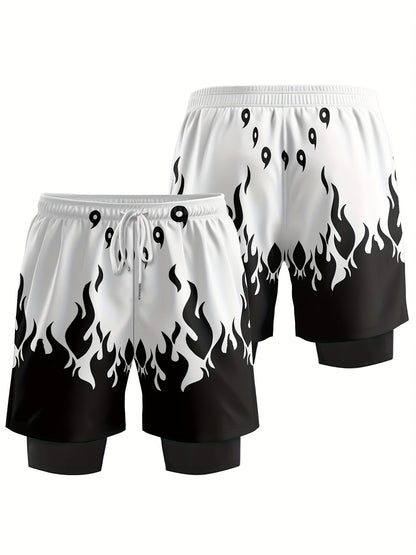 Mens 2-in-1 Quick Dry Shorts - Outdoor Sports  Swimming Pants - ZOOMNSTORE