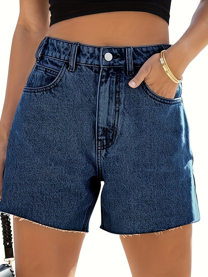 High-Waisted Retro Denim Shorts - Summer Casual Jean Hot Pants with Pockets - ZOOMNSTORE