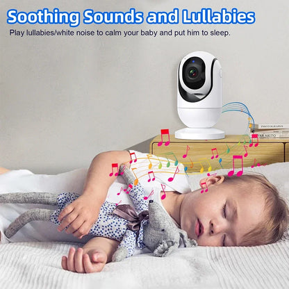 No WiFi 7 Inch Baby Monitor 2-Way Audio Night Vision 4X Zoom  Wireless Kids Protection Surveillance Video Camera 5000mAh Battery - ZOOMNSTORE