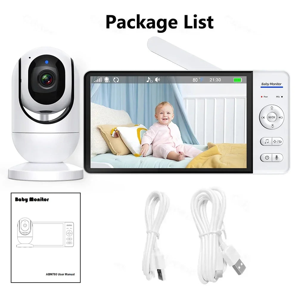 No WiFi 7 Inch Baby Monitor 2-Way Audio Night Vision 4X Zoom  Wireless Kids Protection Surveillance Video Camera 5000mAh Battery - ZOOMNSTORE