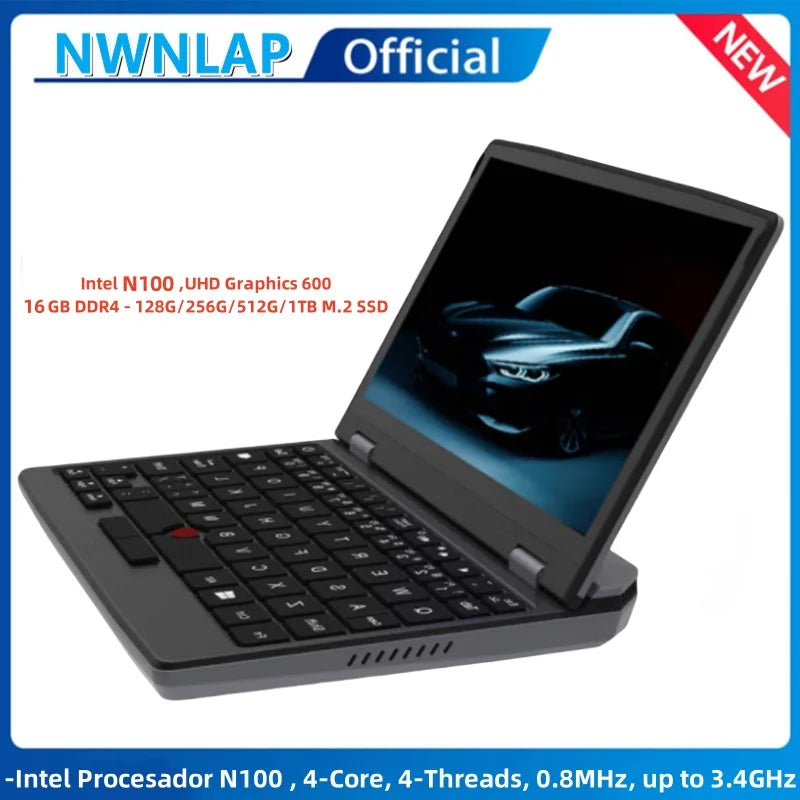 7 Inch Mini Laptop Intel N100 Notebook Touch Screen Portable Netbook Windows 11 Mini PC Micro Computer Bluetooth 4.2 16GB 1TB - ZOOMNSTORE