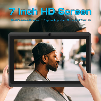 Pritom 7 Inch Android Tablet - Quad Core 4GB RAM 32GB Storage WiFi Dual Camera USB-C Leather Case - ZOOMNSTORE