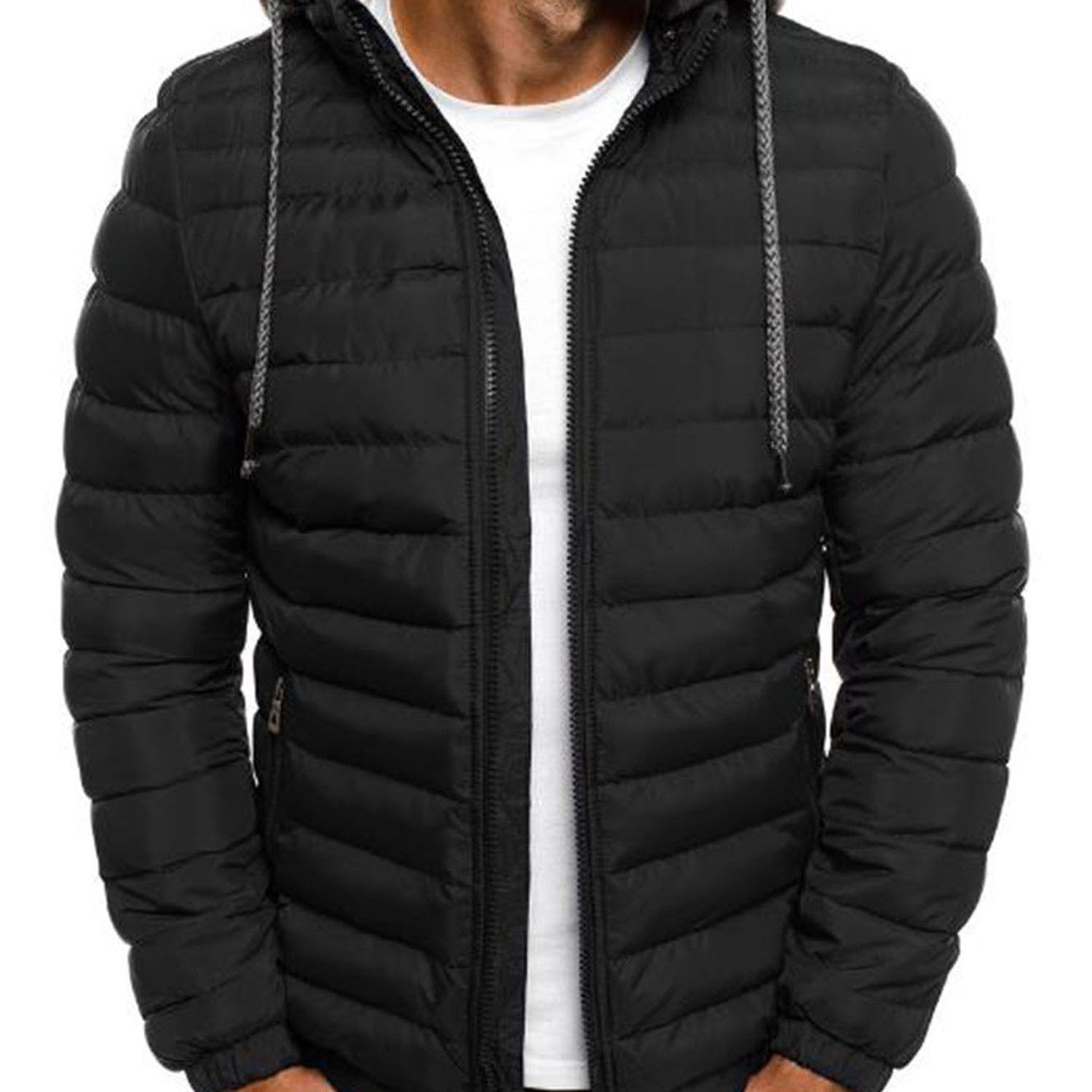 Mens Hooded Zip-Up Jacket - Winter Outerwear with Pockets in 5 Colors - ZOOMNSTORE
