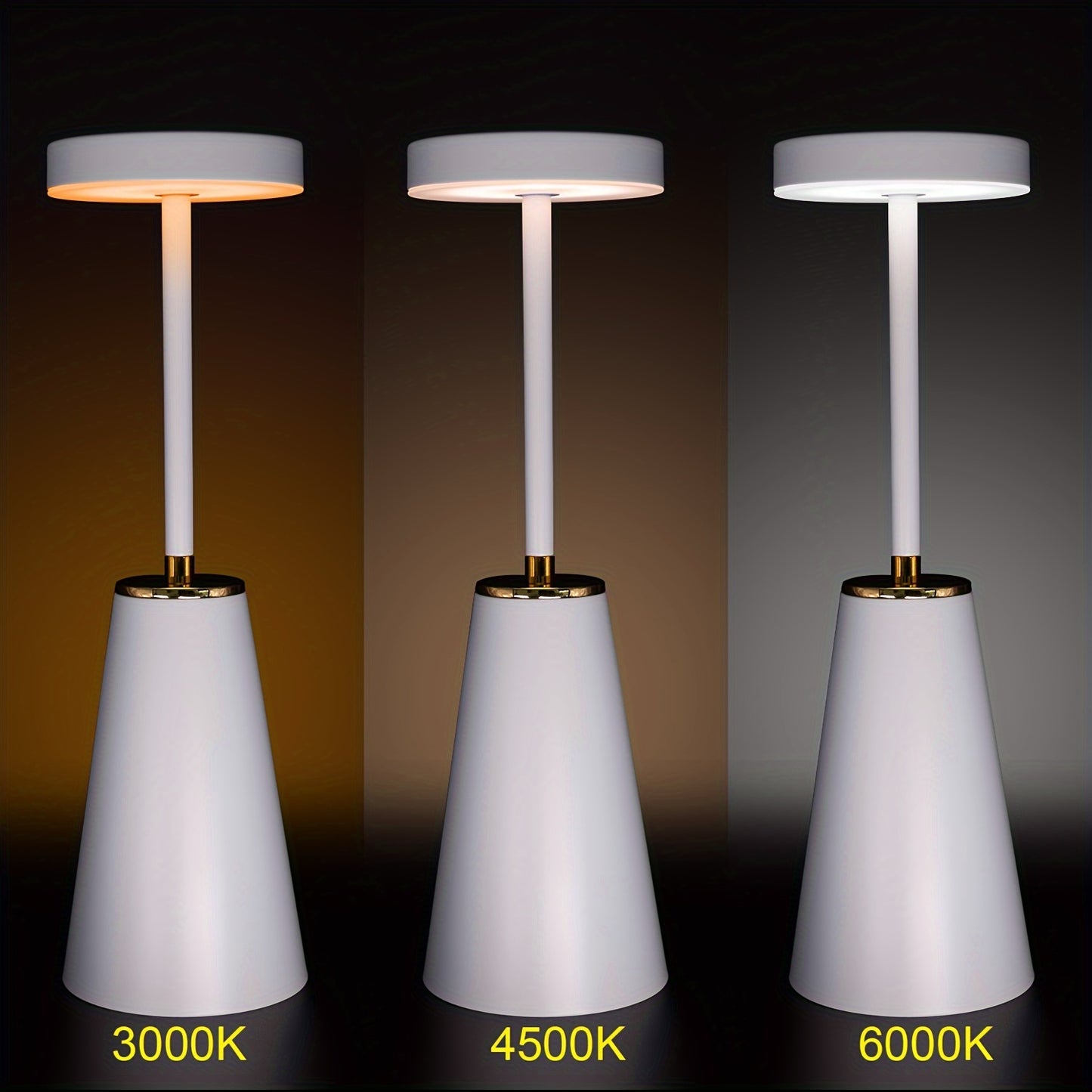 Cordless Touch Table Lamps - Dimmable USB Rechargeable Nightstand Lights for Bedroom Camping Office and Living Room - ZOOMNSTORE