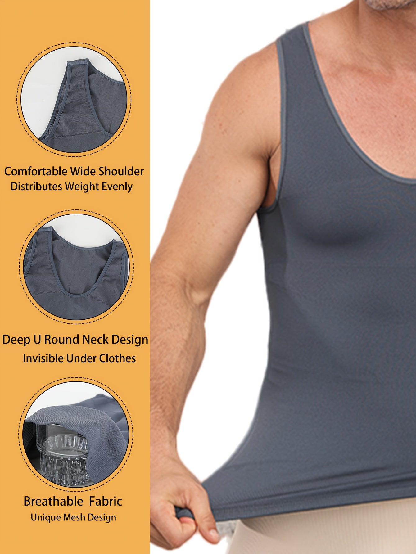 Mens Slimming Compression Shirt - Sleeveless Waist Trainer Tank Top - ZOOMNSTORE