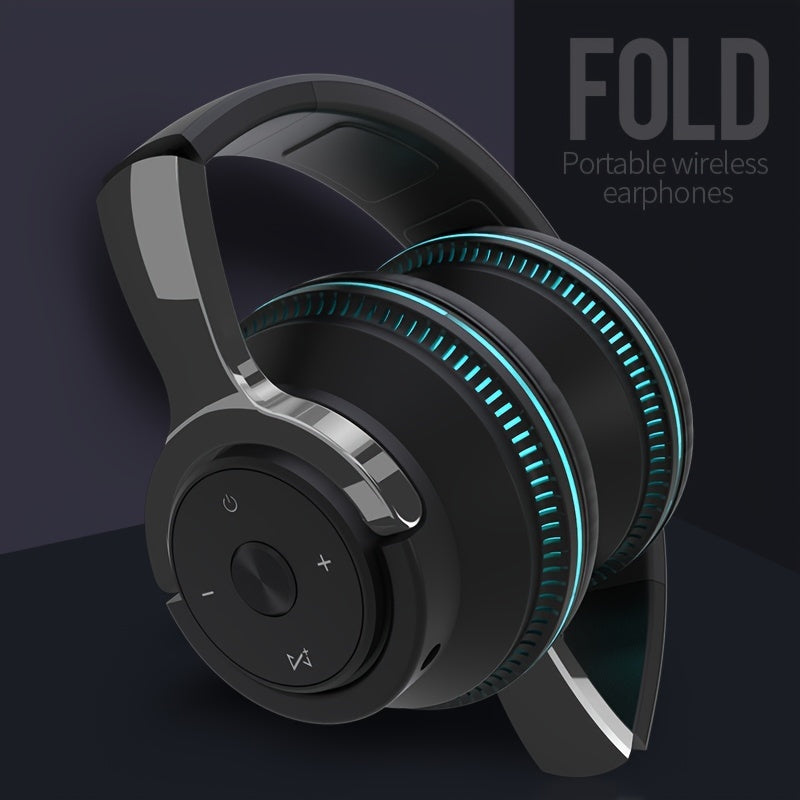 Wireless Headphones - 24 Hours Playtime Over Ear with Mic FM Radio Soft Earpads LED Light TF Card and AUX Support - ZOOMNSTORE