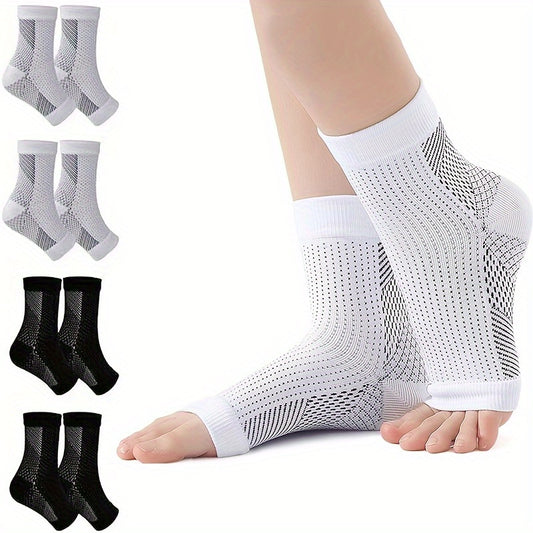 5 Pairs Compression Sports Socks with Arch Support - Breathable, Moisture-Wicking Nylon Fabric for Running, Hiking, Cycling & Fitness - Unisex Design for Men & Women - Ideal Gift for Athletes & Enthusiasts - ZOOMNSTORE