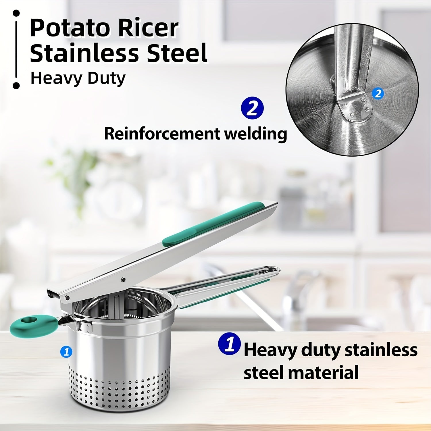 Large Silicone Potato Masher with Side Hole 15oz Efficient Grinder  Anti-Slip Handle - ZOOMNSTORE