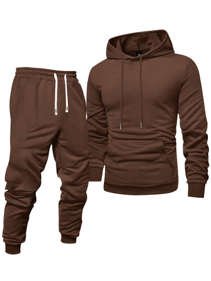 Mens Casual Hoodie and Sweatpants Set - Long Sleeve Pullover with Elastic Waist Joggers - ZOOMNSTORE