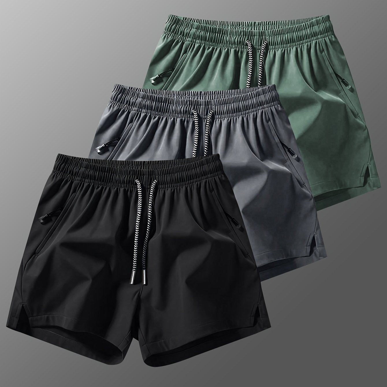 Mens Running Shorts with Slits - Fitness Training Pants with Drawstring  Zipper Pockets - ZOOMNSTORE