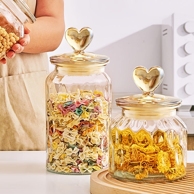 Airtight Glass Food Storage Jars - 3pcs Clear Kitchen Containers for Sugar Flour Coffee Spices - ZOOMNSTORE