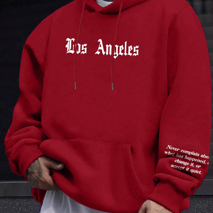Mens Geometric Hoodie - Casual Pullover with Kangaroo Pocket Regular Fit Stretch Polyester Blend for Spring  Fall - ZOOMNSTORE