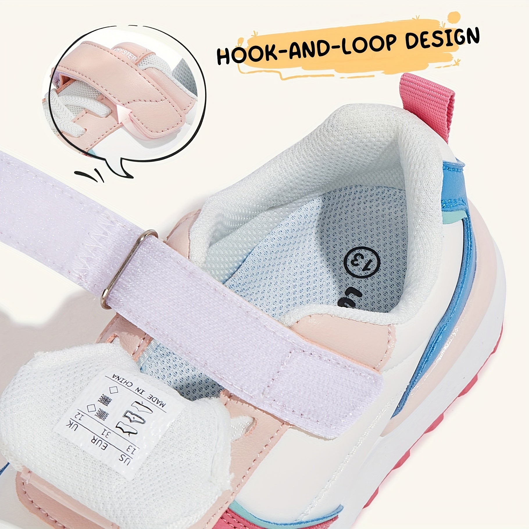 Kids Breathable Non-Slip Sneakers - Fashionable Hook Loop Design - ZOOMNSTORE