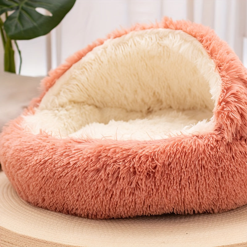 Plush Cat Nest Bed - Cozy Cave for Small Pets with Removable Cover - ZOOMNSTORE