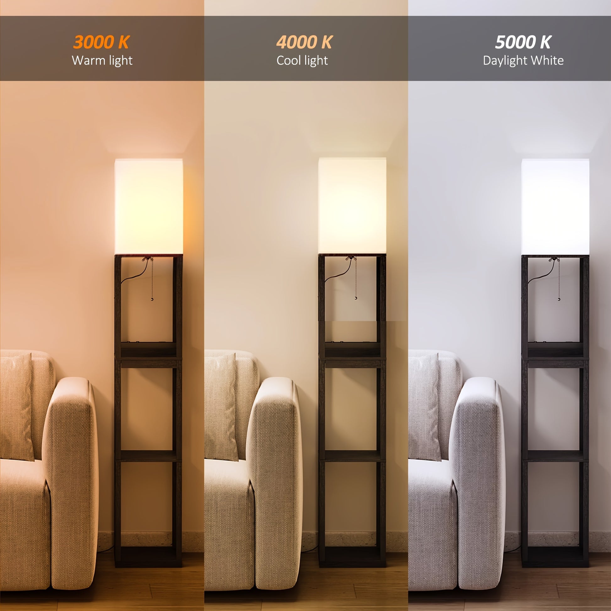Solid Wood Floor Lamp with Shelves - 629 Height Includes Bulb Ideal for Holidays - ZOOMNSTORE