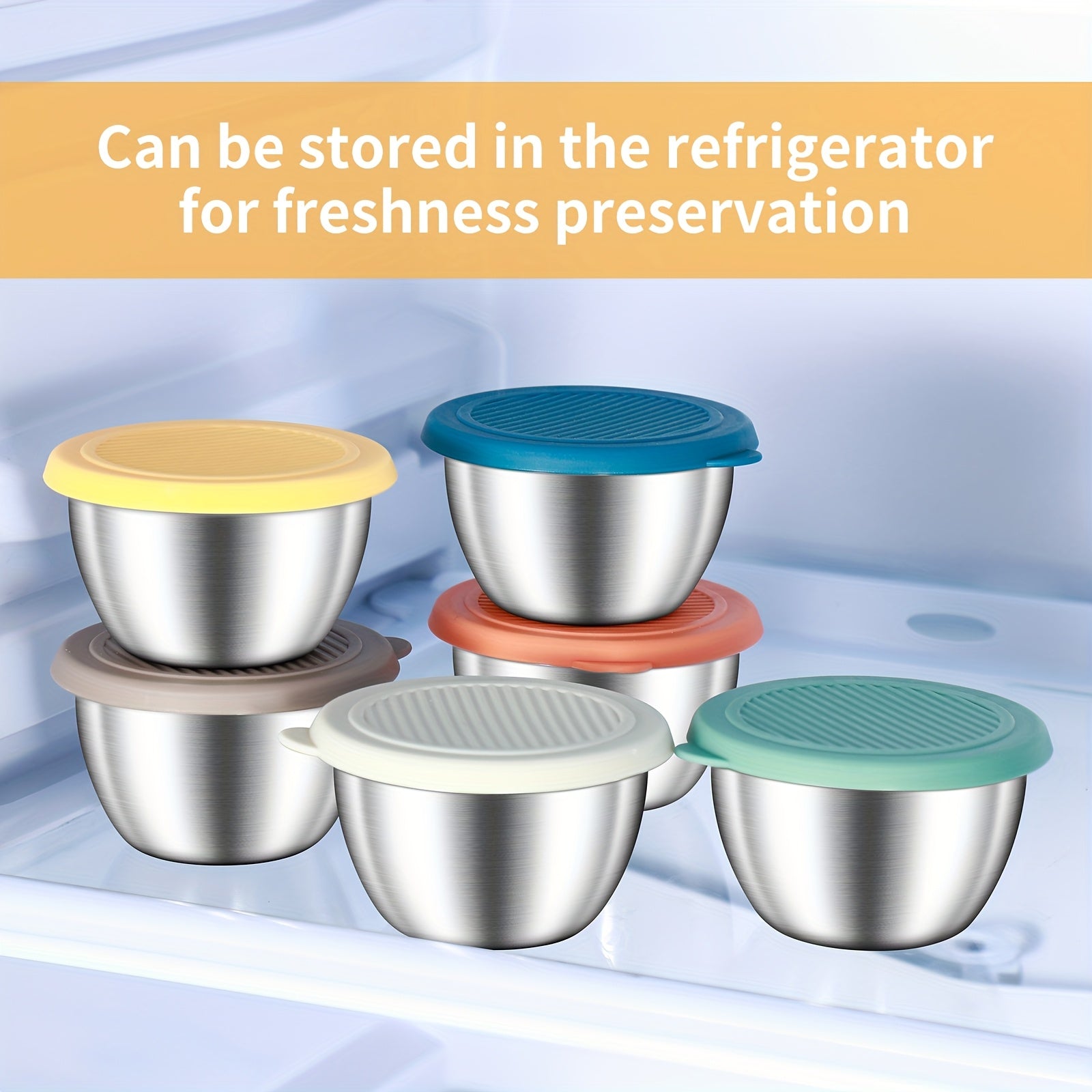 6-Piece Stainless Steel Salad Dressing Containers with Leak-Proof Silicone Lids for Bento Boxes Travel  Picnics - 24 Ounces Each - ZOOMNSTORE