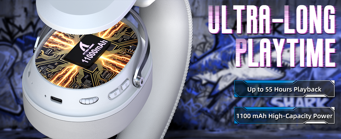 ATTACK SHARK L30 Pro Wireless Gaming Headset with 2.4Ghz/BT/Wired, Long Battery Life with Detachable Microphone 7.1 Surround Sou