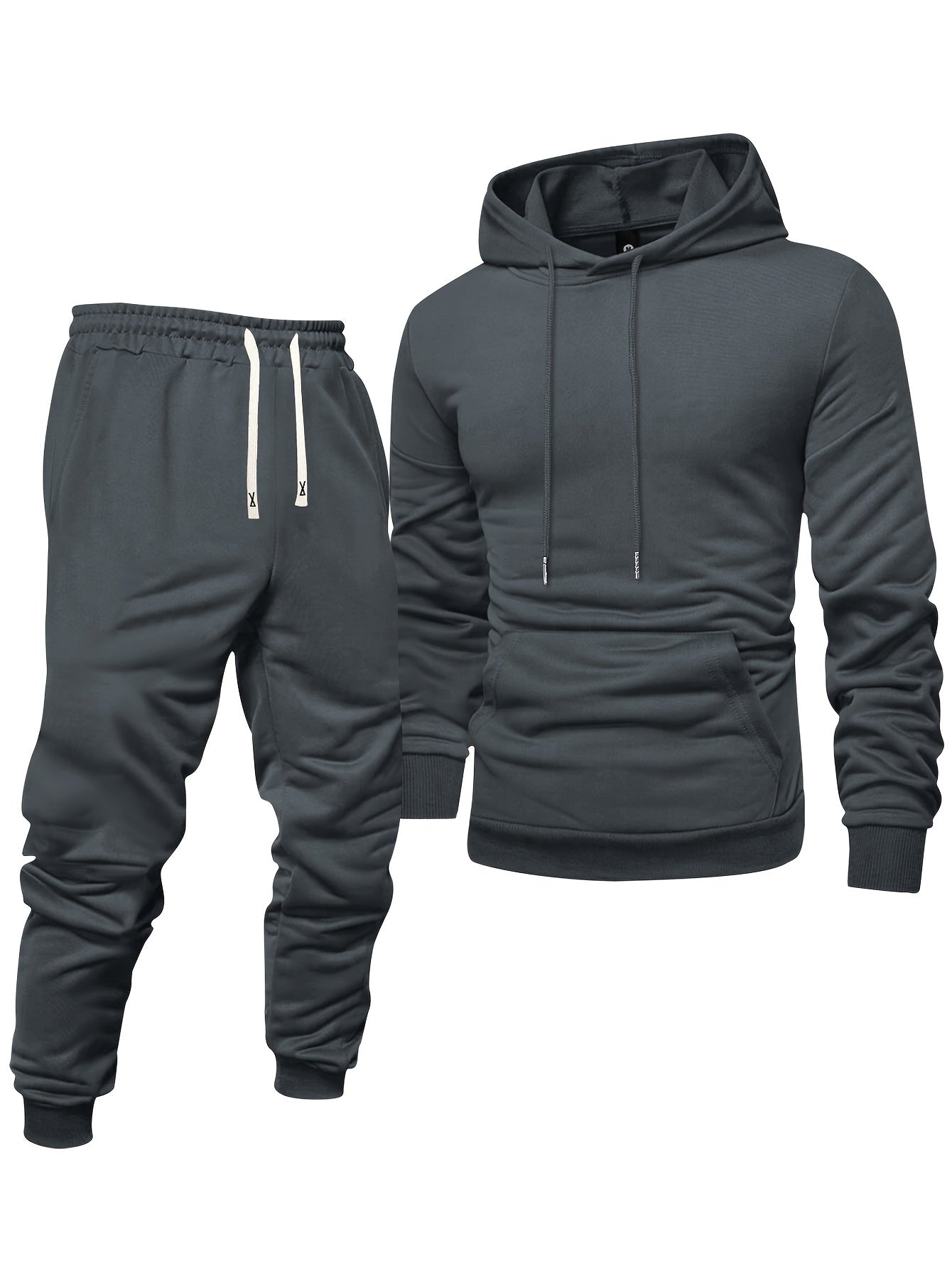 Mens Casual Hoodie and Sweatpants Set - Long Sleeve Pullover with Elastic Waist Joggers - ZOOMNSTORE