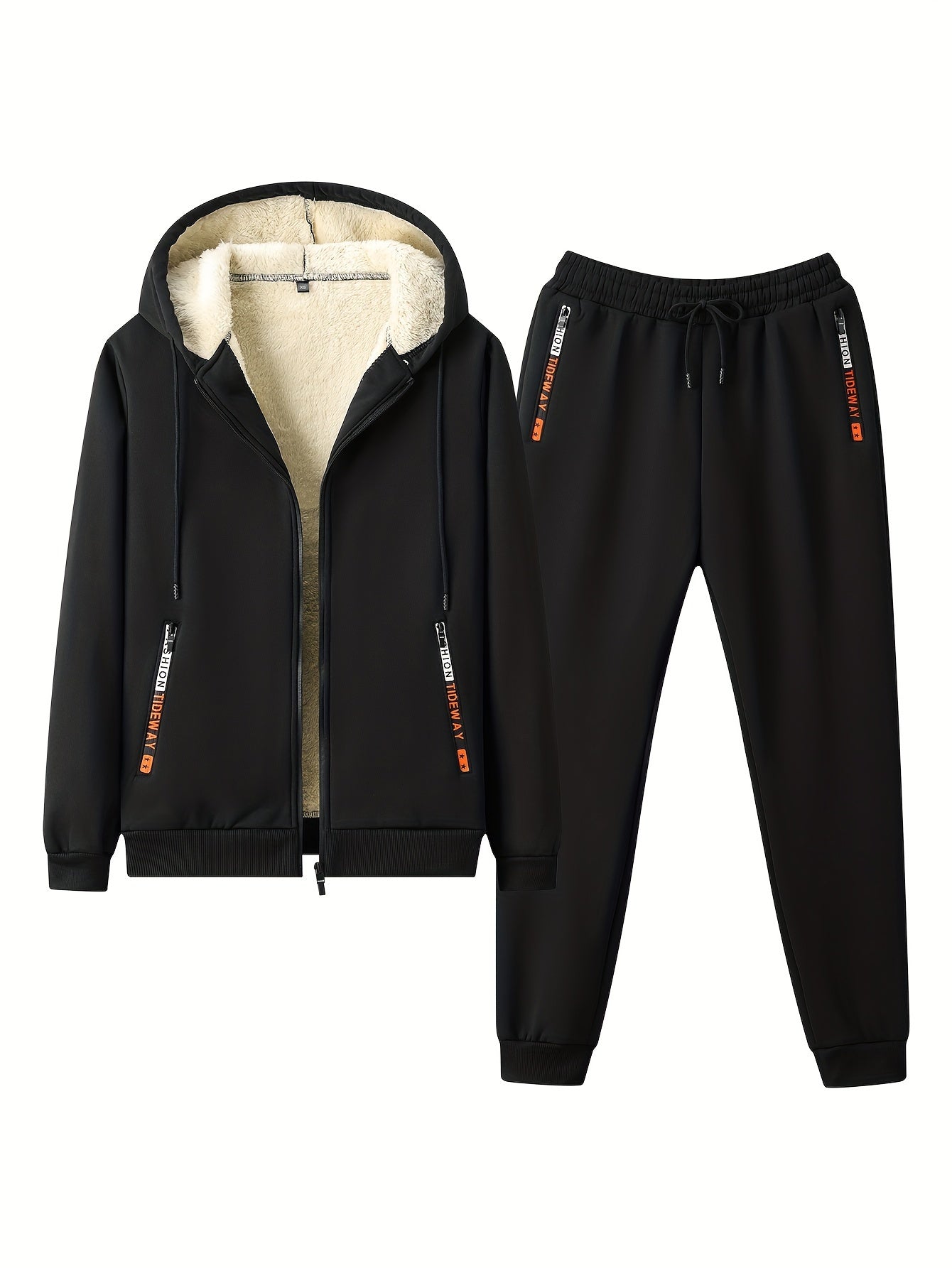 Mens Fleece Lined Tracksuit Set - Athletic Hoodie  Jogging Pants for Gym and Running - ZOOMNSTORE