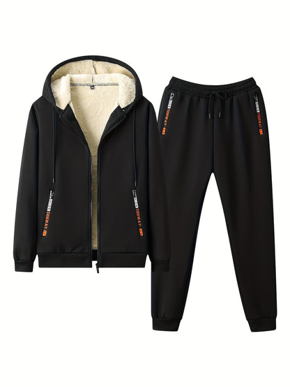 Mens Fleece Lined Tracksuit Set - Athletic Hoodie  Jogging Pants for Gym and Running - ZOOMNSTORE