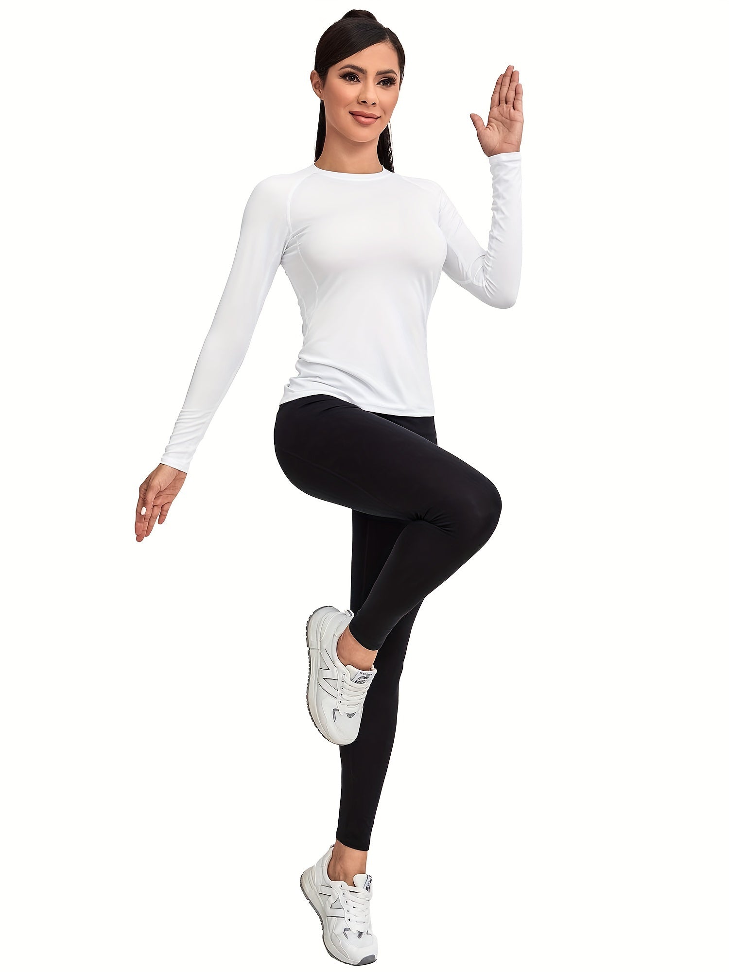 Womens Long Sleeve Compression Workout Shirt - 4 Pack Athletic Performance Baselayer - ZOOMNSTORE