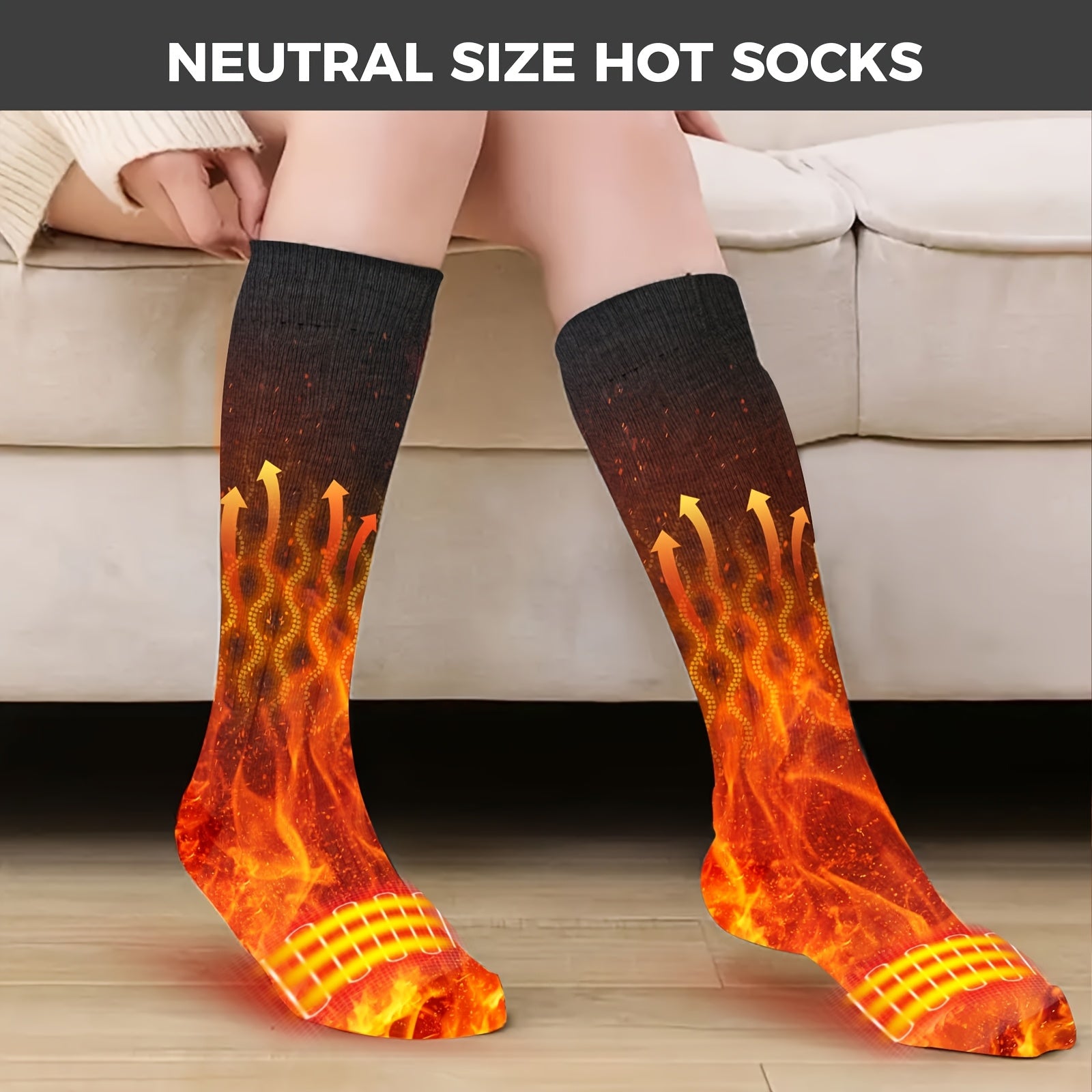 Electric Heating Socks for Men  Women - Rechargeable Winter Ski Socks with 5000mAh Power Banks Perfect for Outdoor Activities  Hand Washable - ZOOMNSTORE