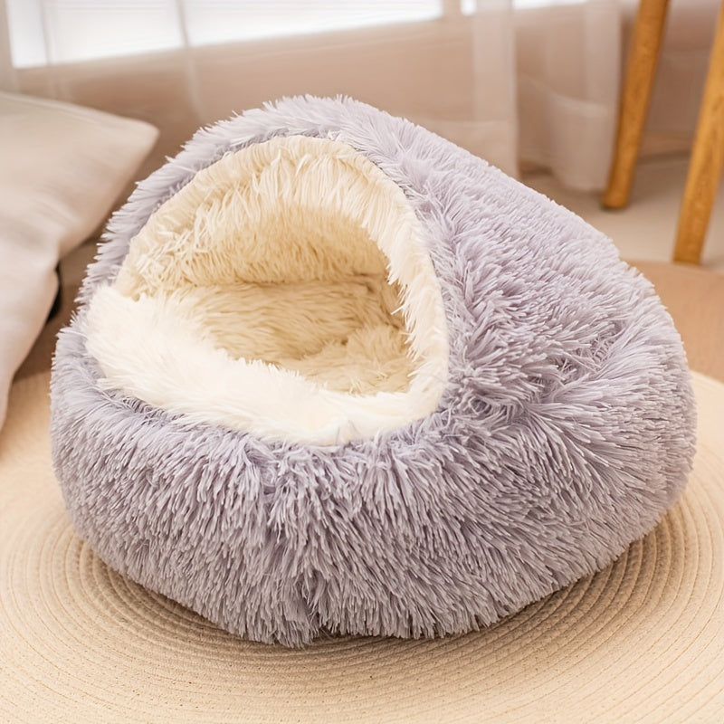Plush Cat Nest Bed - Cozy Cave for Small Pets with Removable Cover - ZOOMNSTORE