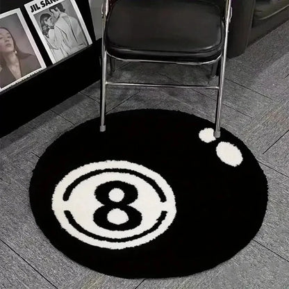 8-Ball Plush Carpet - Round Pool Rug | Anti Slip Carpet | Soft Bedroom Rug - ZOOMNSTORE