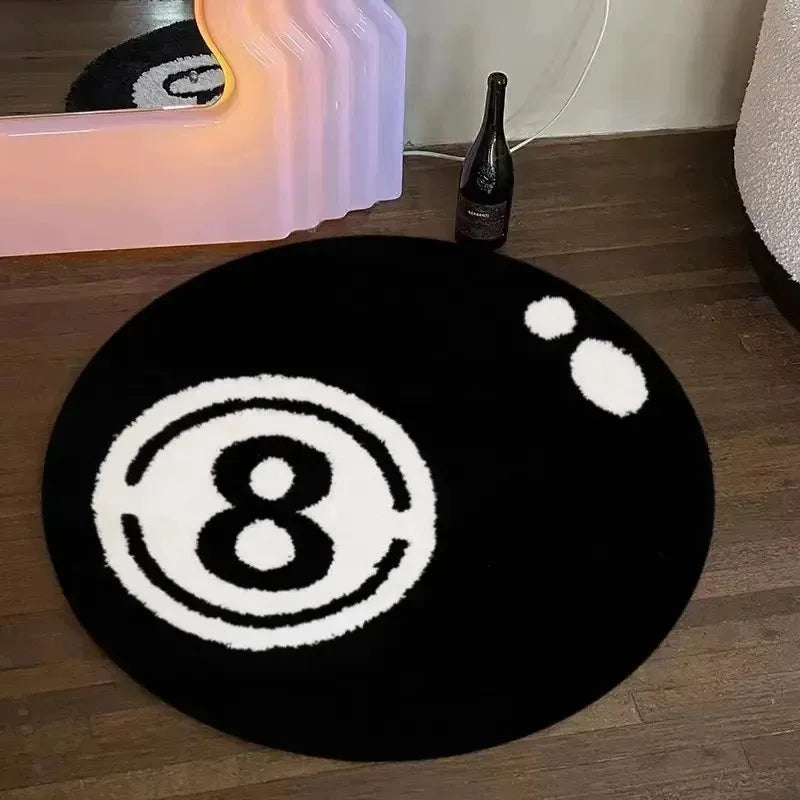 8-Ball Plush Carpet - Round Pool Rug | Anti Slip Carpet | Soft Bedroom Rug - ZOOMNSTORE