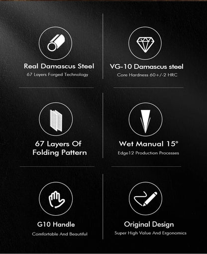 FYOUNG 8-Inch Damascus Chefs Knife - VG10 Super Sharp Kitchen Knife - ZOOMNSTORE