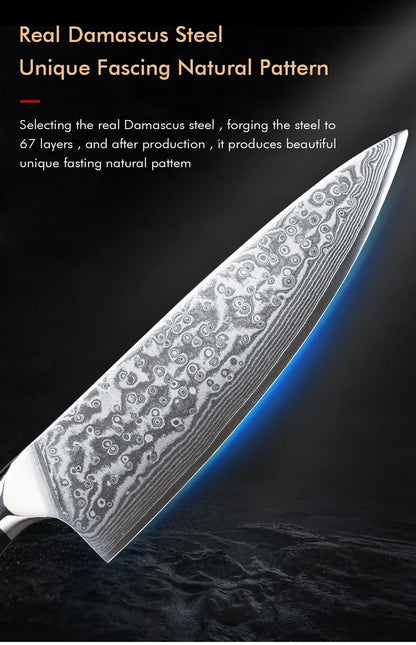 FYOUNG 8-Inch Damascus Chefs Knife - VG10 Super Sharp Kitchen Knife - ZOOMNSTORE