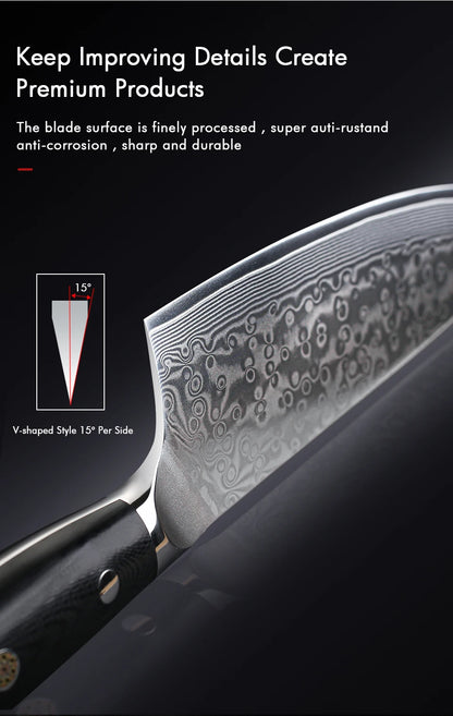 FYOUNG 8-Inch Damascus Chefs Knife - VG10 Super Sharp Kitchen Knife - ZOOMNSTORE