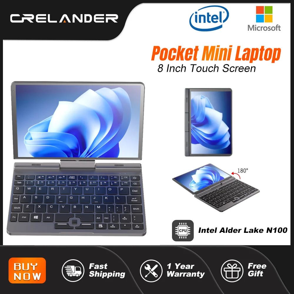 CRELANDER P8 8 2-in-1 Touchscreen Laptop - Intel Alder N150 12GB RAM WiFi 6 - ZOOMNSTORE