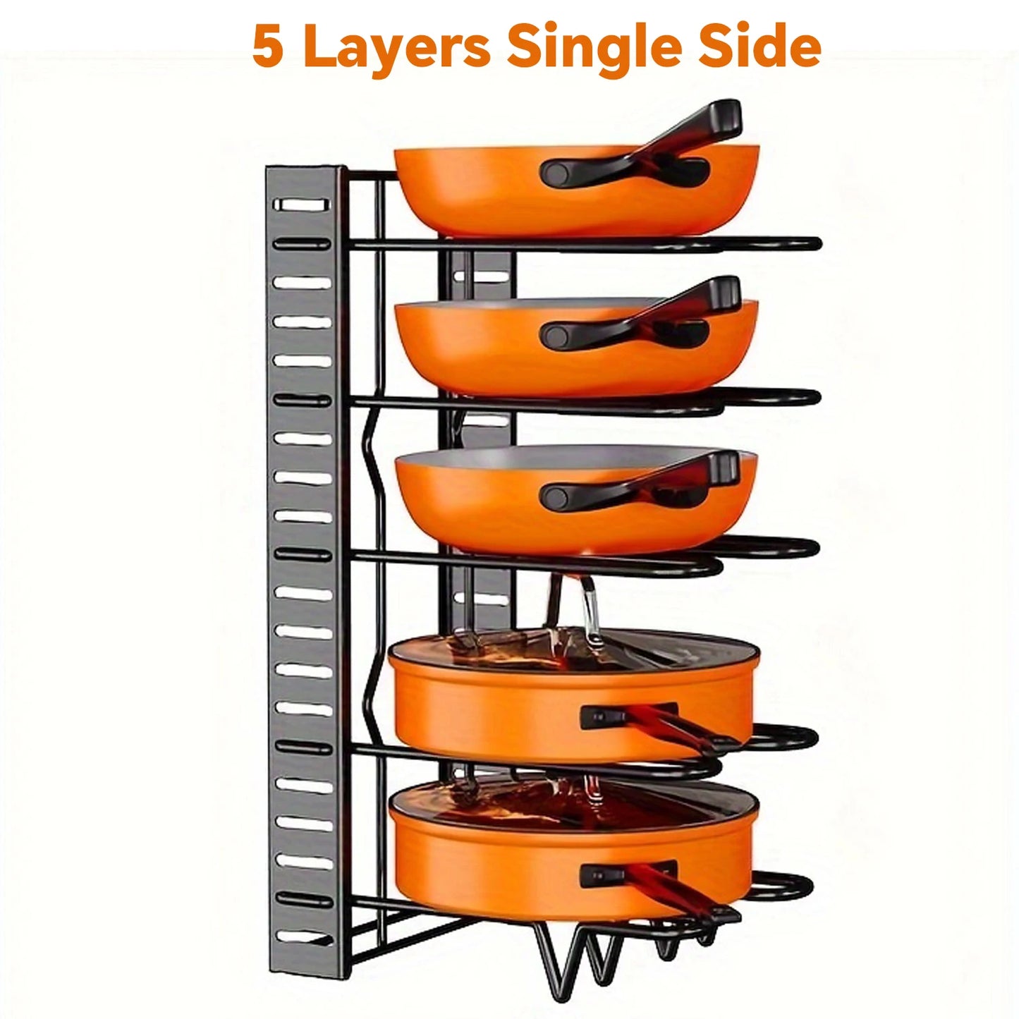 8-Tier Metal Pot Rack Organizer - Space-Saving Holder for Pots Pans and Lids - ZOOMNSTORE