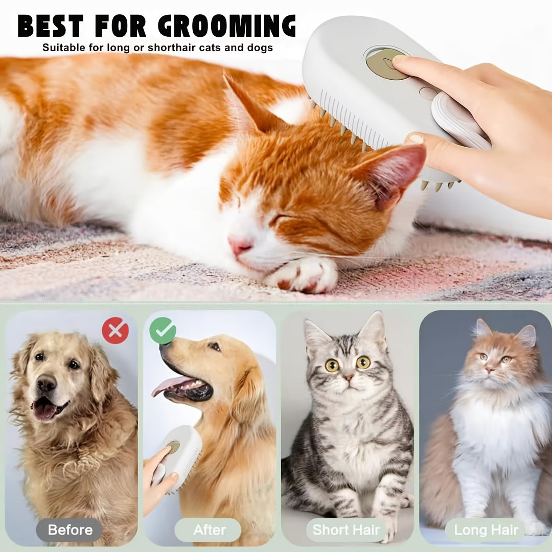Cat Steamer Brush - 3-in-1 Grooming  Massage Tool for Cats and Dogs - ZOOMNSTORE