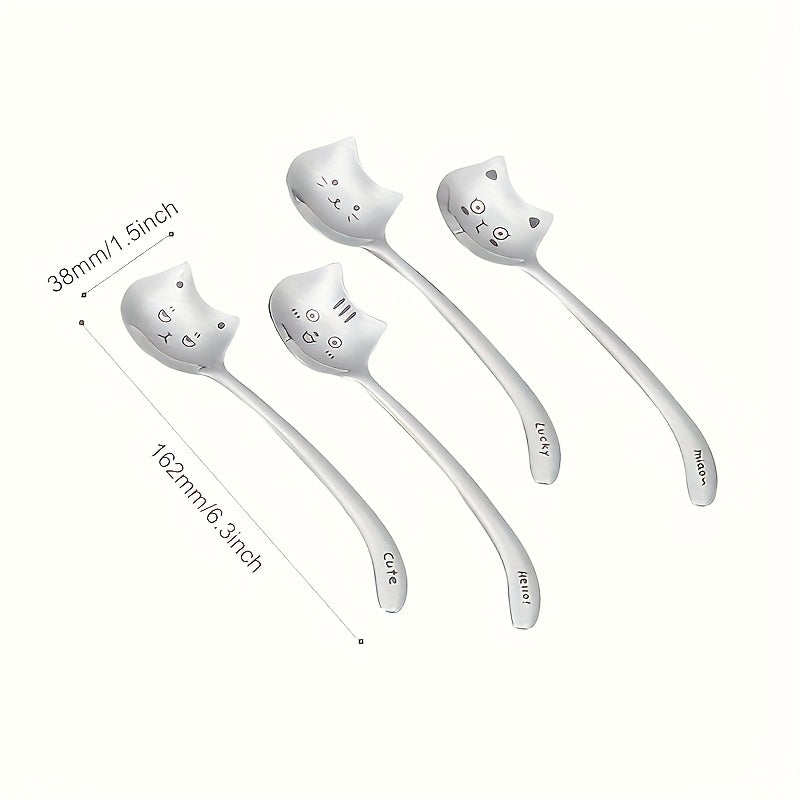 Stainless Steel Cat Coffee Spoons - Long Handle Perfect Gift for Cat Lovers - ZOOMNSTORE