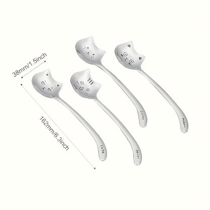 Stainless Steel Cat Coffee Spoons - Long Handle Perfect Gift for Cat Lovers - ZOOMNSTORE