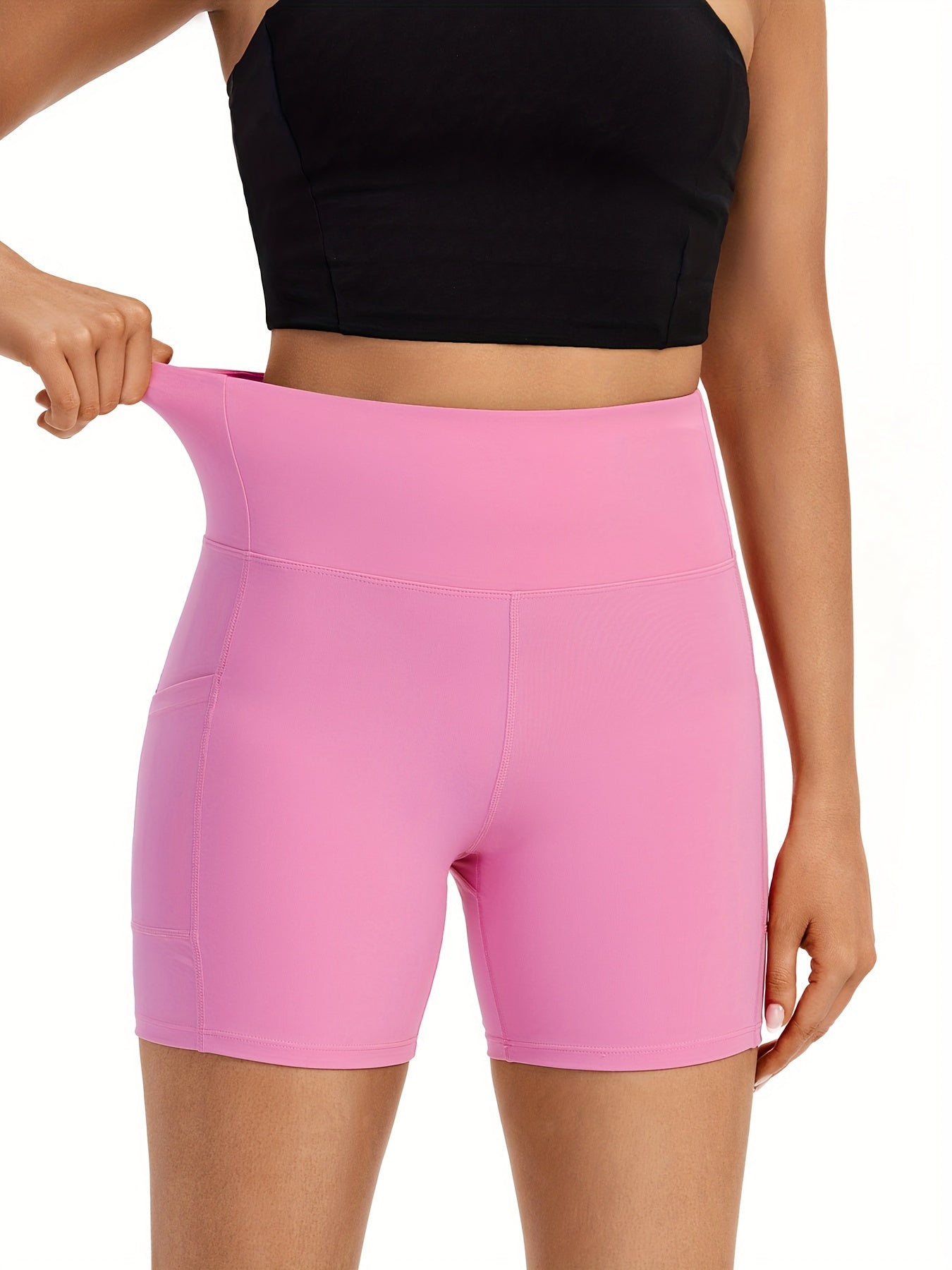 High Waisted Athletic Shorts For Women Gym Yoga Workout Running Biker Bike Leggings With Pockets Sweat Spandex Cute Comfy Teen Girls Trendy Clothes Casual Summer Outfits - ZOOMNSTORE