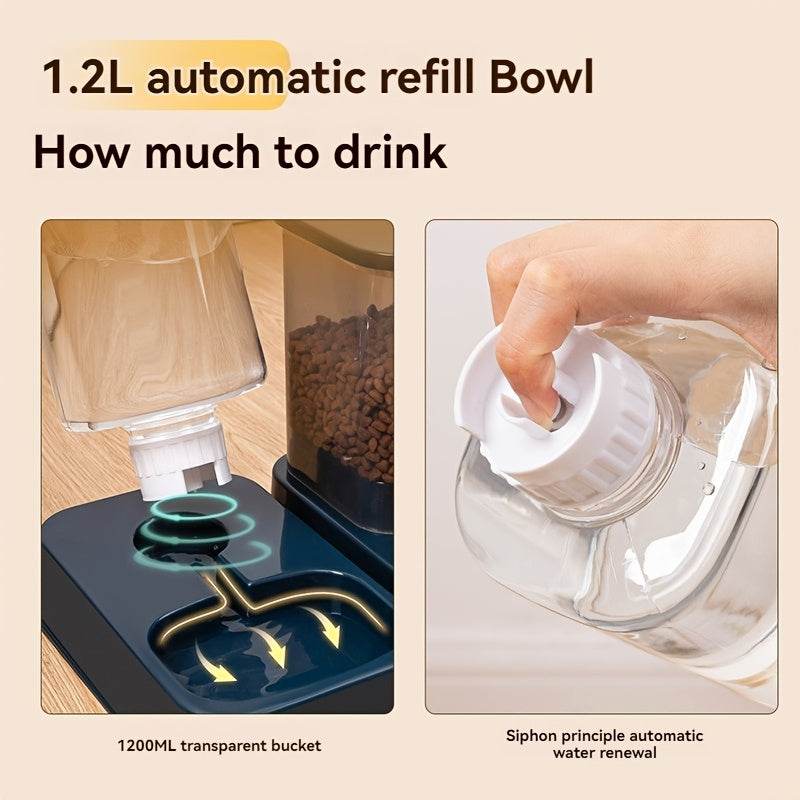 Durable Automatic Pet Feeder and Water Dispenser Set - 1set Plastic Cat Bowl and Dog Bowl - Self-Drinking and Feeding System for Cats - ZOOMNSTORE