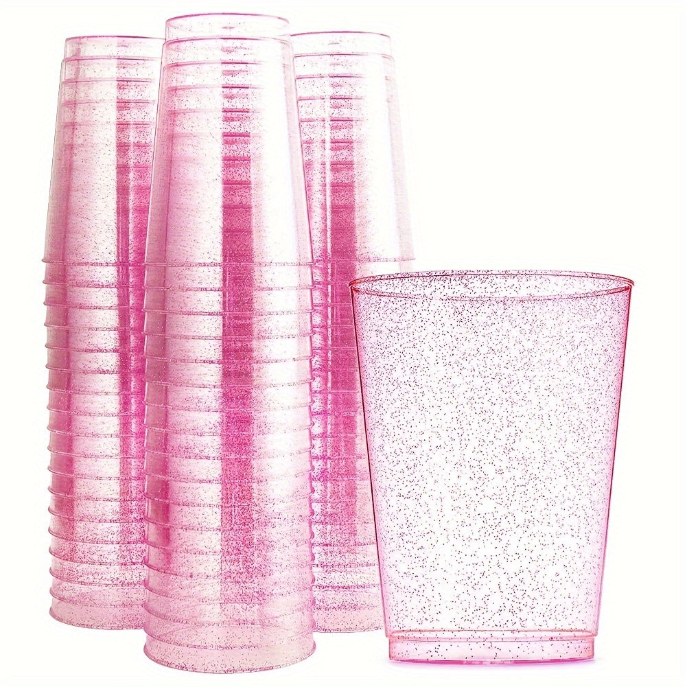 Gold Plastic Cups - 100 Pack 12 OZ Disposable Gold Rimmed Party Cups - ZOOMNSTORE