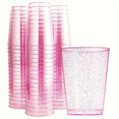 Gold Plastic Cups - 100 Pack 12 OZ Disposable Gold Rimmed Party Cups - ZOOMNSTORE