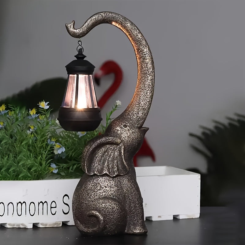Solar Elephant Statue - Outdoor Garden Sculpture with LED Lights for Home Decoration - ZOOMNSTORE